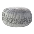 thumbnail image 1 of Mina Victory Sofia 20x20" Round Pin Tuck Velvet Pouf in Charcoal, 1 of 5