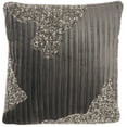 thumbnail image 1 of Mina Victory Sofia Beaded Pleated Velve 18" x 18" Charcoal Pewter Throw Pillow, 1 of 6