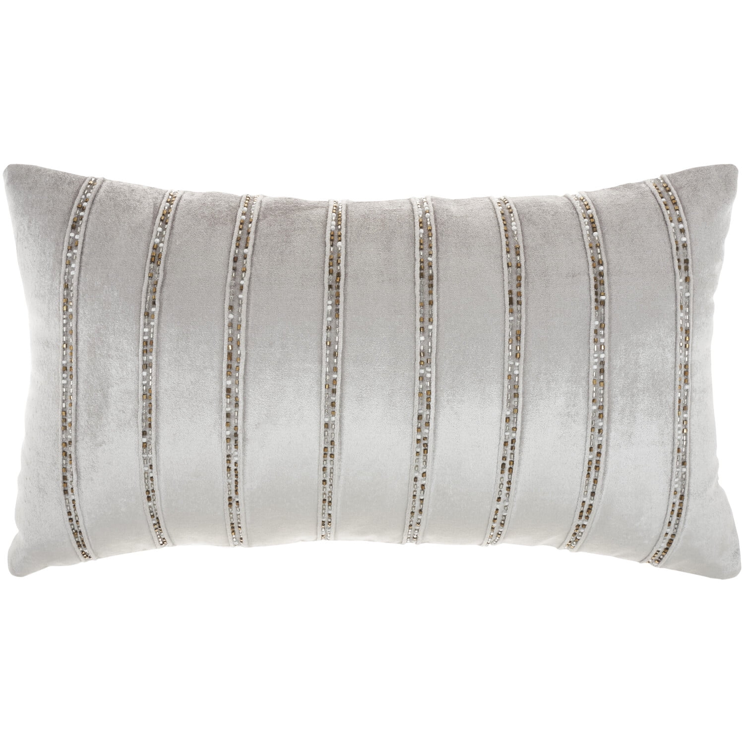 Light Gray Beaded Stripes Lumbar Throw Pillow