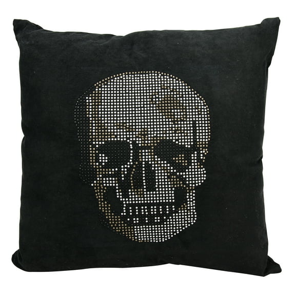 Mina Victory Sofia Rhinestone Skull Black 18" x 18" Area Rug, (18x18)
