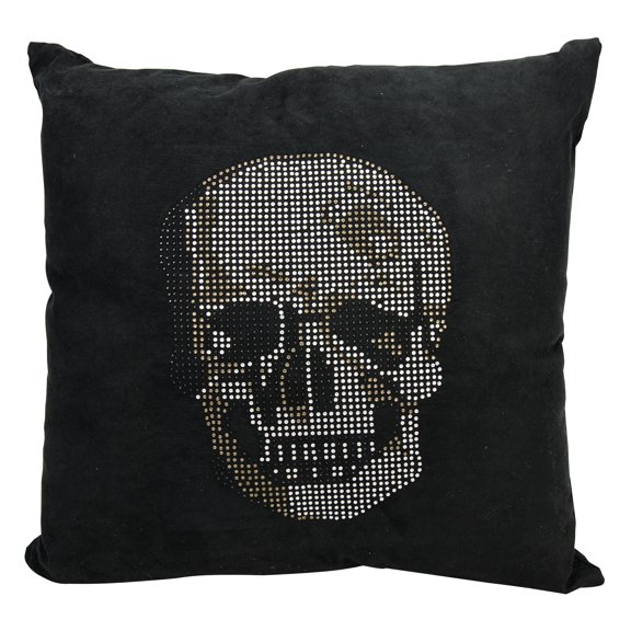 Mina Victory Sofia Rhinestone Skull Black 18" x 18" Area Rug, (18x18)