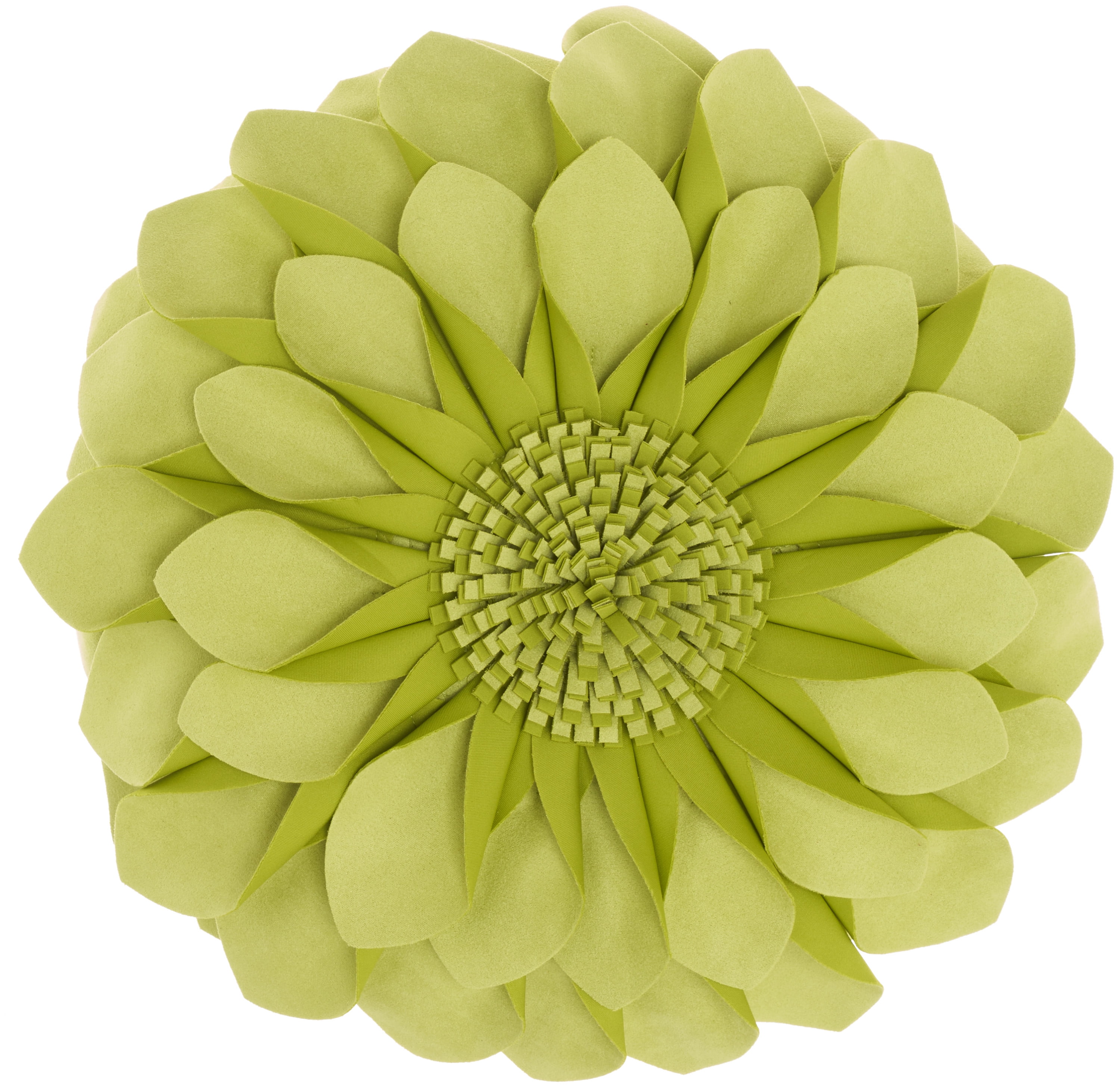Lime Green Suede Flower Round Throw Pillow, 14" x 14"