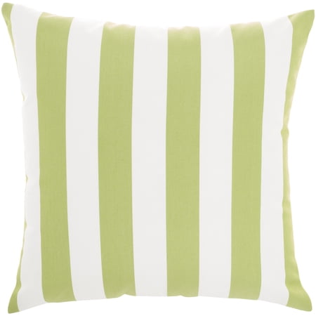 Mina Victory Stripes - Reversible 18" x 18" Green Indoor Outdoor Throw Pillow