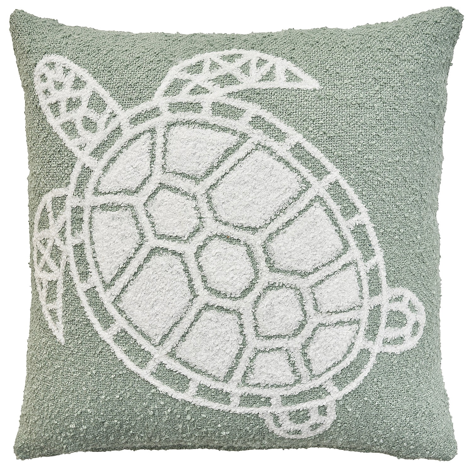 Mina Victory Towel Embroidered Sea Turtle 18" x 18" Indoor Outdoor Throw Pillow Aqua