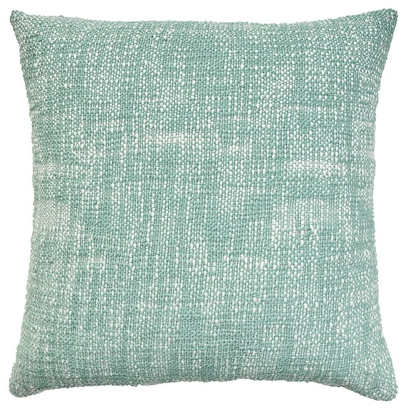 Mina Victory Woven Basketweave Indoor Outdoor Throw Pillow 18" x 18" Turquoise