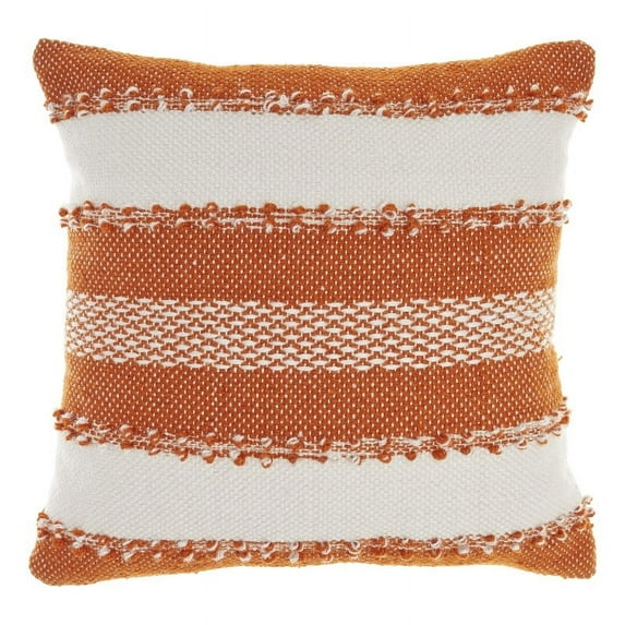 Mina Victory Woven Stripes & Dots 18" x 18" Orange Indoor Outdoor Throw Pillow