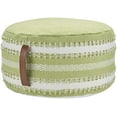 thumbnail image 1 of Mina Victory Woven Stripes & Dots 20" x 20" x 12" Green Outdoor Poufs, 1 of 4