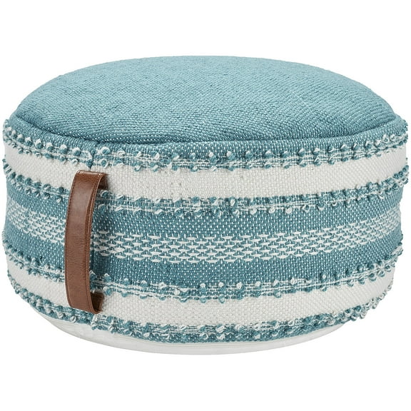 Mina Victory  Woven Stripes & Dots 20" x 20" x 12" Turquoise Outdoor Poufs