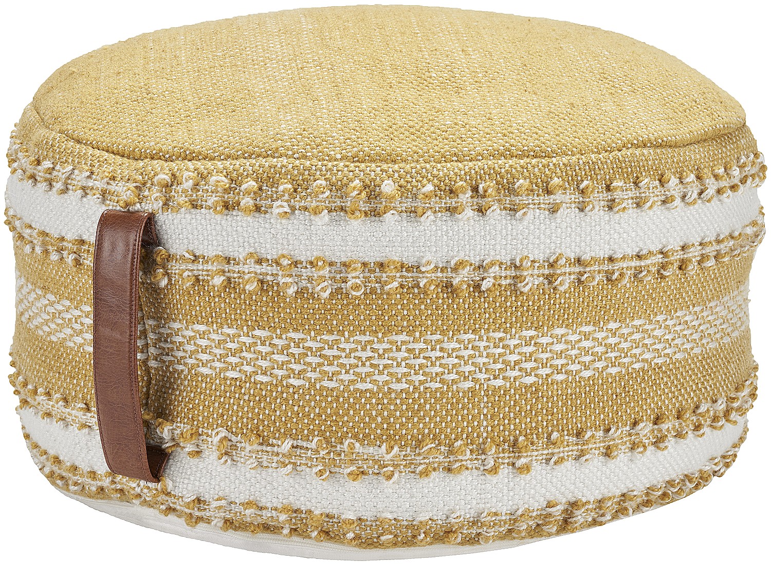 Mina Victory  Woven Stripes & Dots 20" x 20" x 12" Yellow Outdoor Poufs - image 1 of 4