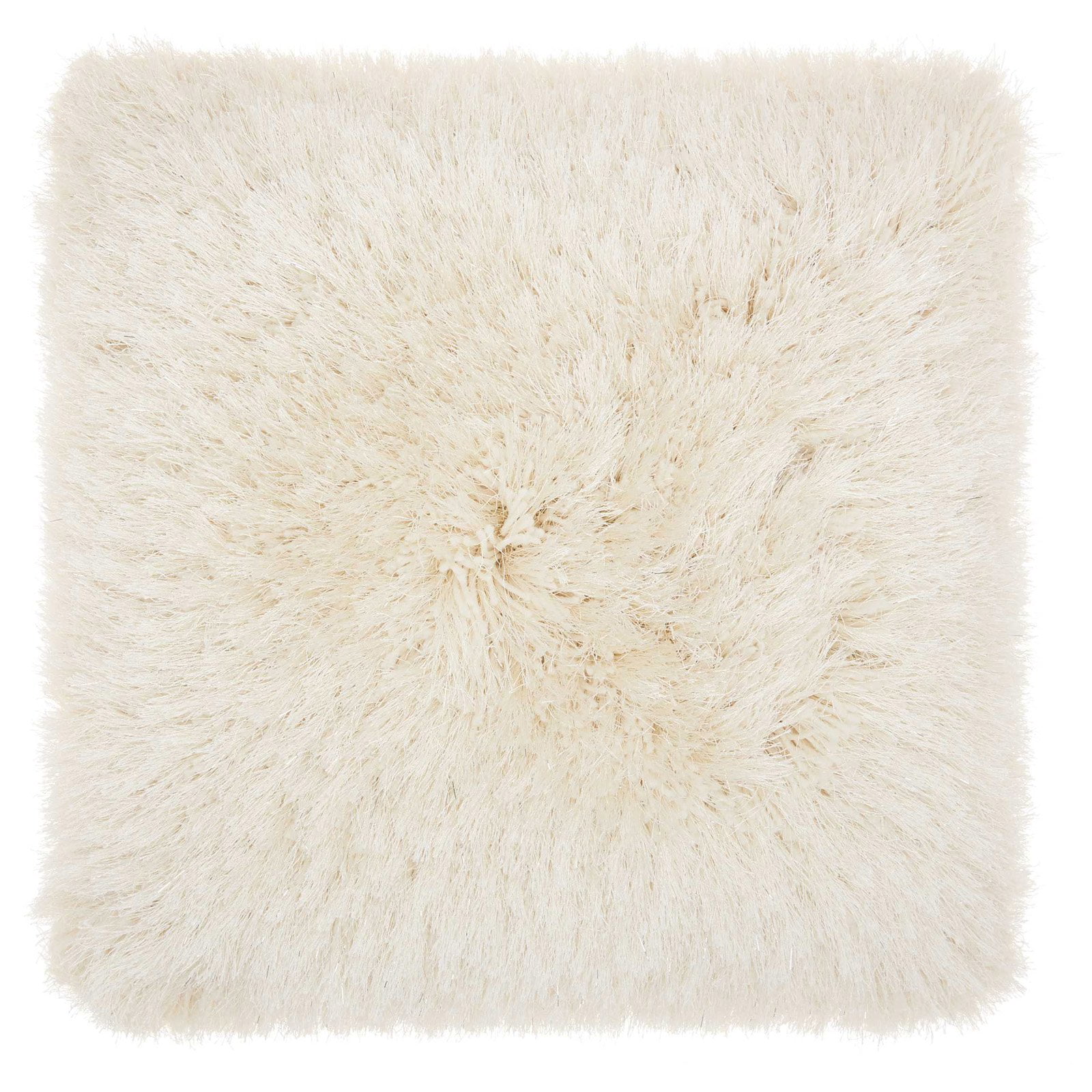 Cream Shag 20" Square Polyester Throw Pillow Set
