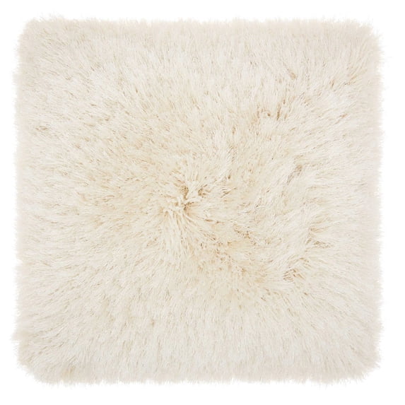 Mina Victory Yarn Shimmer Shag Modern Polyester Throw Pillow in Cream
