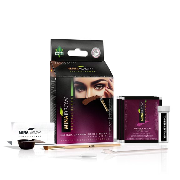 Mina ibrow Hair Color Medium Brown|Natural Spot coloring Hair Tinting Powder, Water and Smudge Proof | No Ammonia, No Lead with 100% Gray Converge|Vegan and Cruelty free