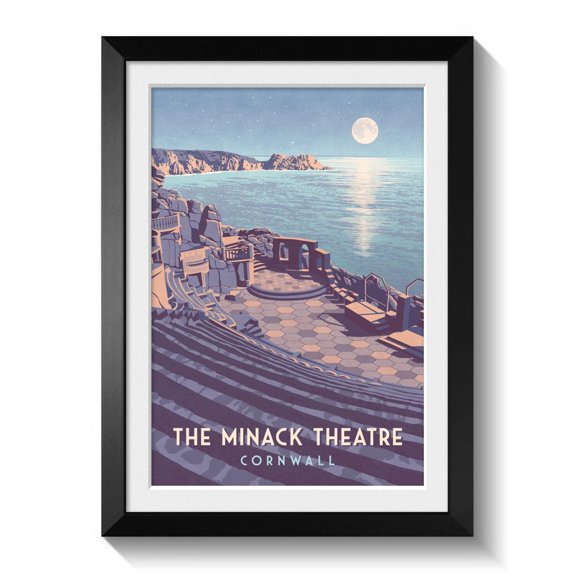 Minack Theatre Cornwall Seaside Coastal Architecture Art, Stretched Canvas 8x10in
