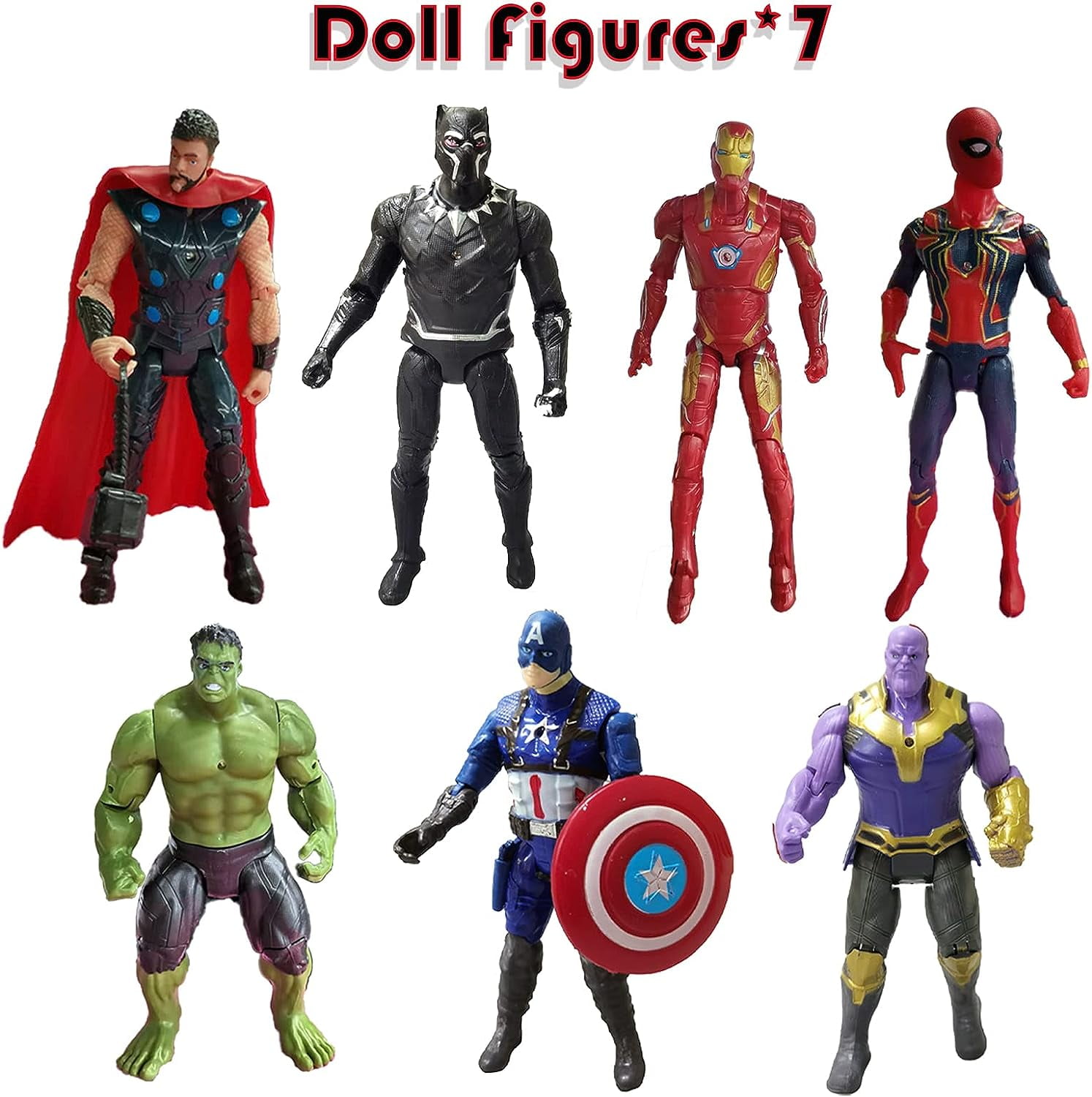 Minadi 7Pcs Big Ultimate Superhero Action Figures Set Collectible