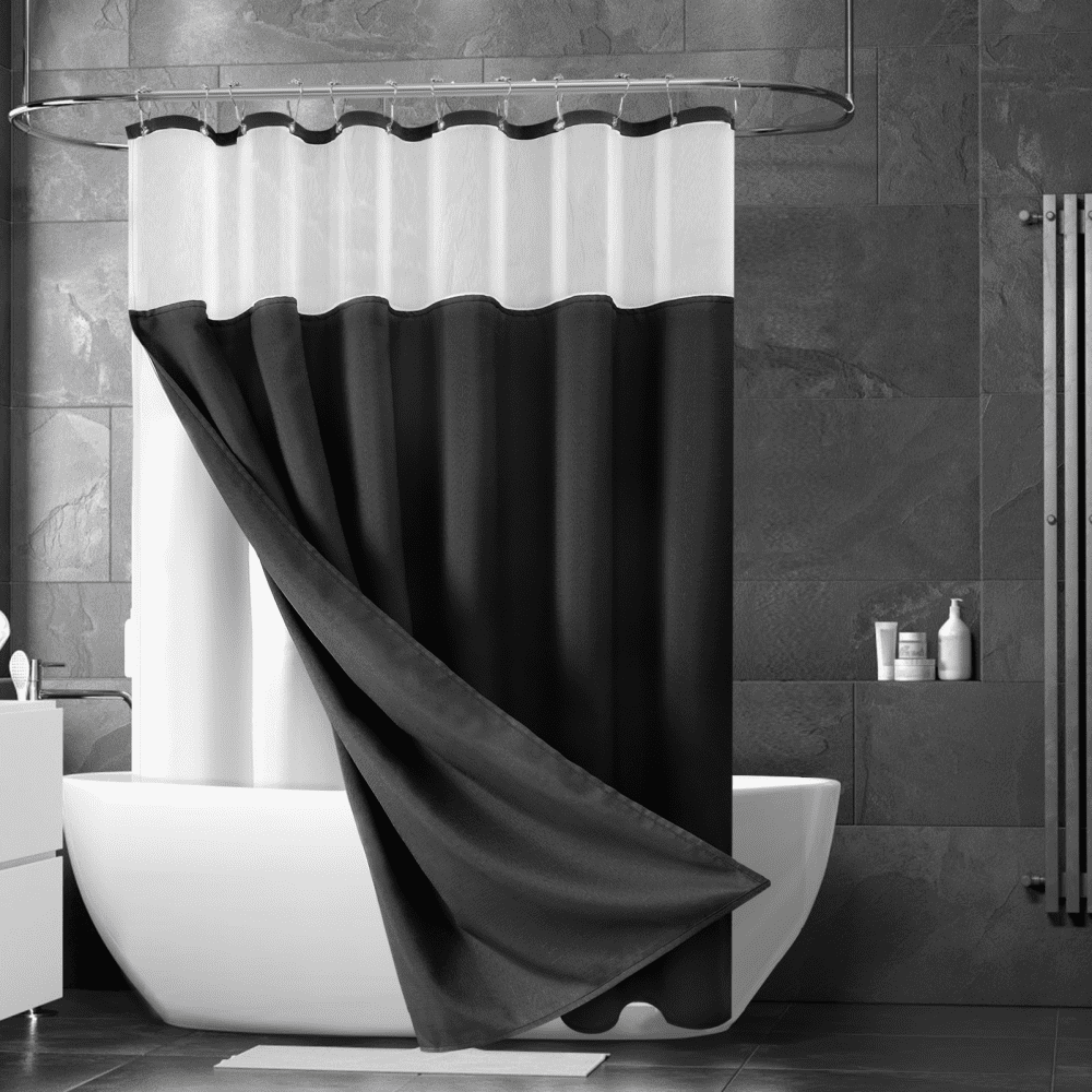Minadi No Hook Waffle Weave Shower Curtain with Snapin Fabric Liner