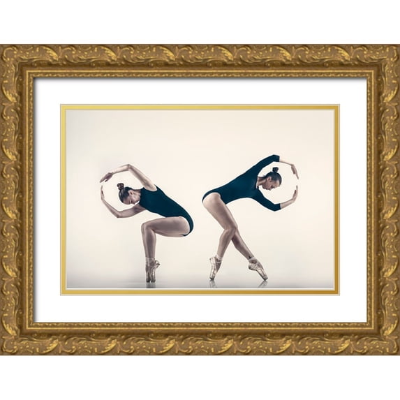 Minar, Patrik 14x11 Gold Ornate Wood Framed with Double Matting Museum Art Print Titled - Ballet Dancers II