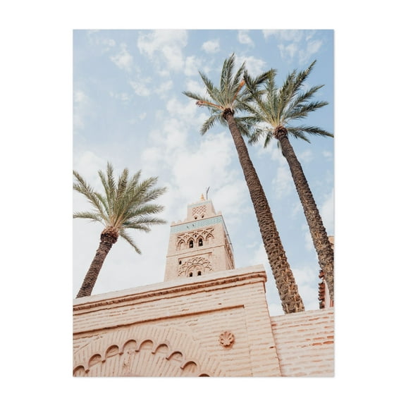 Minaret in Marrakesh - Photography Architecture Palm Tree Tropical Travel Poster City Mediterranean Skyline Unframed Wall Art Print 36 x 48 inches