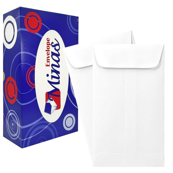 Minas Envelope #7 Coin / Cash / Small Parts Envelopes, 3 1/2 x 6 1/2, White, 24 lb., Gum Flap, 500/Box