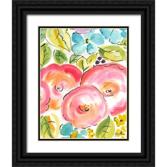 Minasian, Julia 20x24 Black Ornate Wood Framed with Double Matting Museum Art Print Titled - Flower Delight III