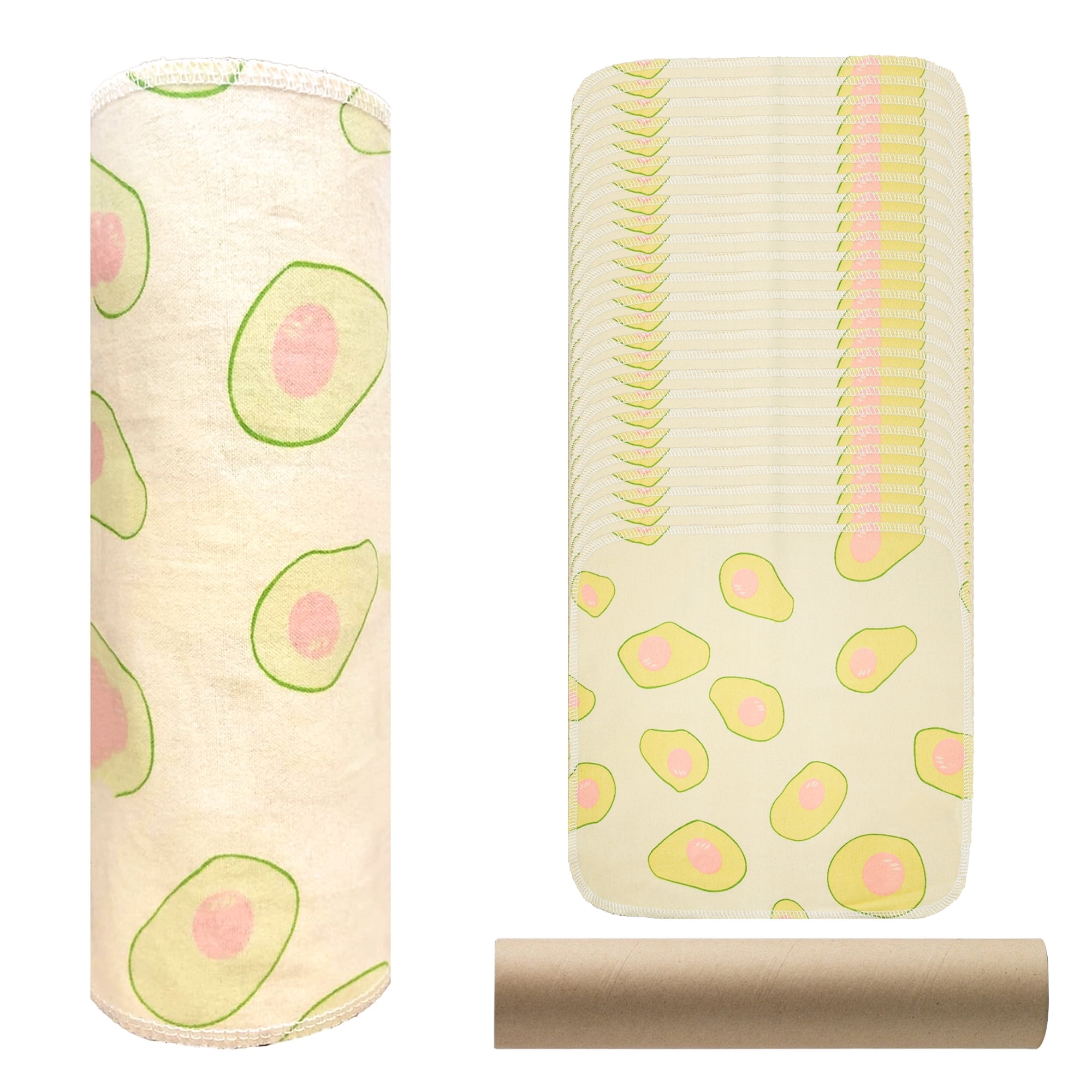 Minasuki 25 Pack Reusable Paper Towels - Paperless Paper Towels Washable Kitchen Cloth Zero Waste 10"x10", Avocado
