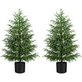 thumbnail image 1 of Minbee 23.6" Norfolk Pine Christmas Tree Real Touch Faux Holiday Tree with Black Pot, Realistic Indoor Decoration for Entryway, Living Room, Office, Apartment 2PCS, 1 of 11