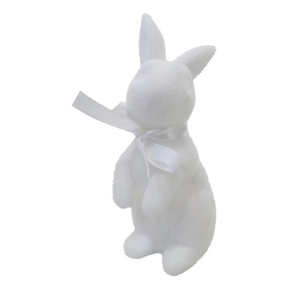 Minbee Artificial Flocked Easter Bunny Easter Decorations, Pastel Flocked Bunny Figurine Standing Foam Rabbit Figurines Tabletop Ornament, Spring Home Decor