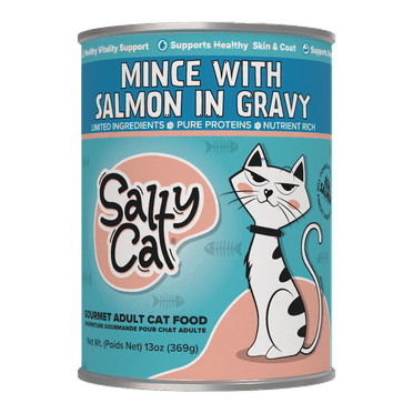 Salty Cat Minced Salmon Flavor in Gravy Wet Cat Food, 13 oz Can