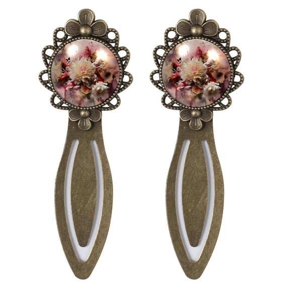 Minced flower Vintage Copper-Colored Lace Bookmarks - Set of 2 Stainless Steel Reading Accessories for Book Lovers and Readers