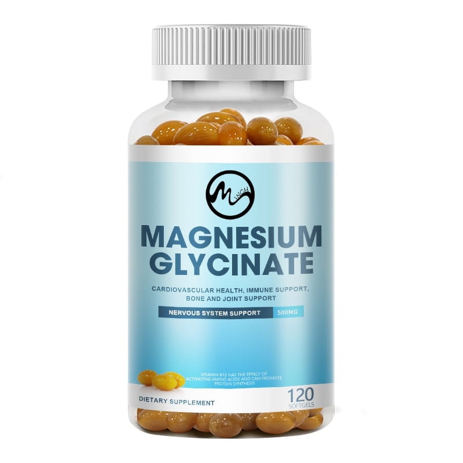 Minch Magnesium Glycinate Capsules 500mg,with Vitamin D3 & Zinc Support Bone and Joint,Immune System,Heart Health,Help Sleep,120 Capsules