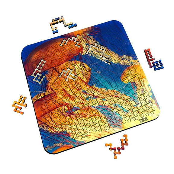 Torched Mind Bending Puzzle Jellyfish Dance 100 Pieces Wood 11.3"x11.3"x1/2"