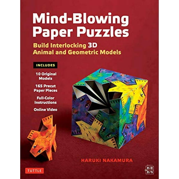 Pre-Owned Mind-Blowing Paper Puzzles Kit: Build Interlocking 3D Animal and Geometric Models Paperback