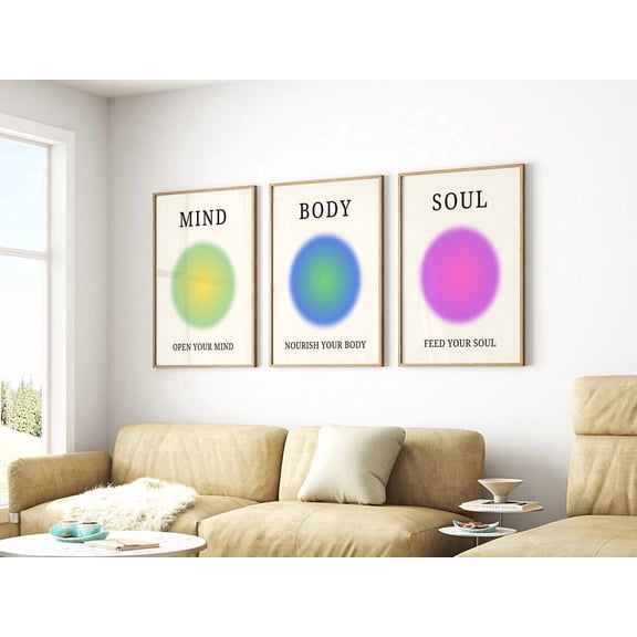 Mind Body Soul Aura Poster Positive Aura Poster Y2k Decor Set 3