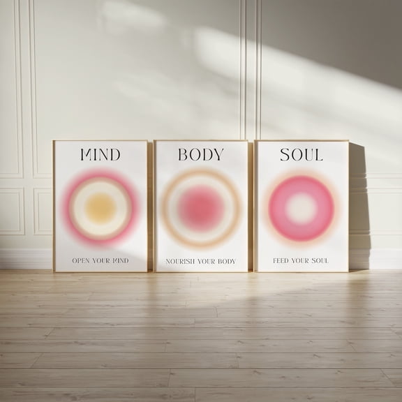 Mind Body Soul Set Bathroom Decor Aura Wall Art Mind Body Soul Poster Over Bed Modern Home Decor Room Decor Art Positive, Poster Only