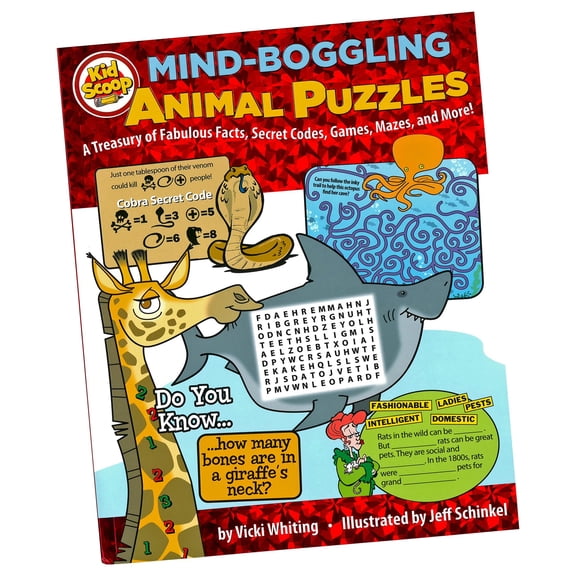 Mind-Boggling Animal Puzzles Activity Book - A Treasury of Brain Teasers - Educational Entertainment for Kids 5-10 - 72 Pages of Facts, Secret Codes, Games, Mazes & Full Color Illustrations