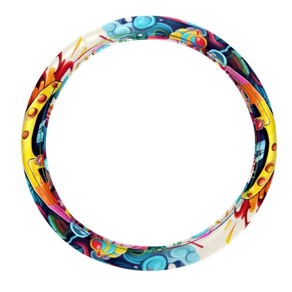 Mind Car 14.5 Inch Printing PVC Leather Car Wheel Covers Steering Wheel Covers Auto Accessories
