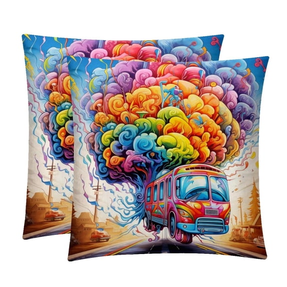 Mind Car CoversSet of 2, Unique Patterns, 16x16 18x18 20x20 Inches for Various Occasions, Decorative Cushion Inserts for Couch and Bed, Throw Pillow Inserts