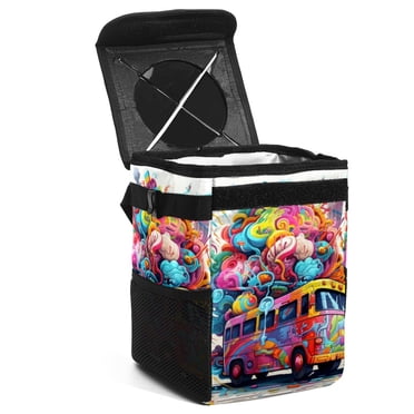 Western Bull Car Trash Can With Lid - 9.1x7.1x11 Inch Leakproof Hanging Trash Bin For SUV & Truck