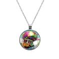 thumbnail image 1 of Mind Car Glass Design Circular Pendant Necklace - Stunning Jewelry for All Occasions, 1 of 5