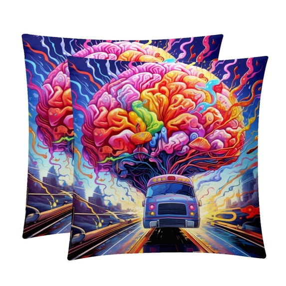 Mind Car Set of 2 Velvet Throw Pillow Covers with Unique Patterns in 16x16, 18x18, and 20x20 Inches for Various Occasions - Throw Pillow Inserts Included