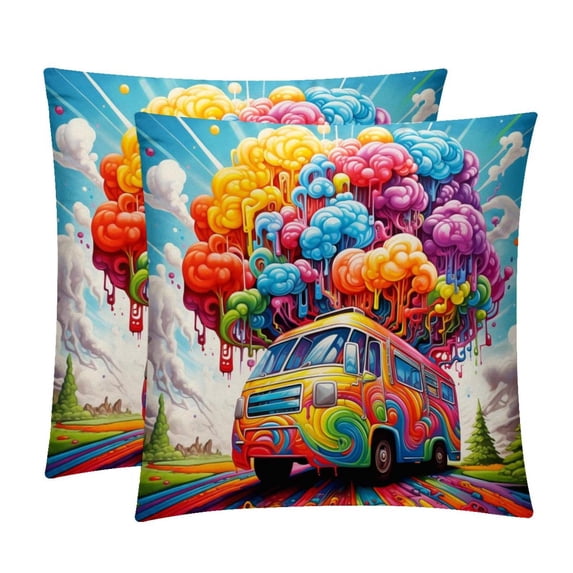 Mind Car Throw Pillow Covers with Unique Patterns - Set of 2, Available in 16x16, 18x18, and 20x20 Inches for Various Occasions, Sofa, Bed, Chair - Includes Pillow Inserts, Cushion Covers