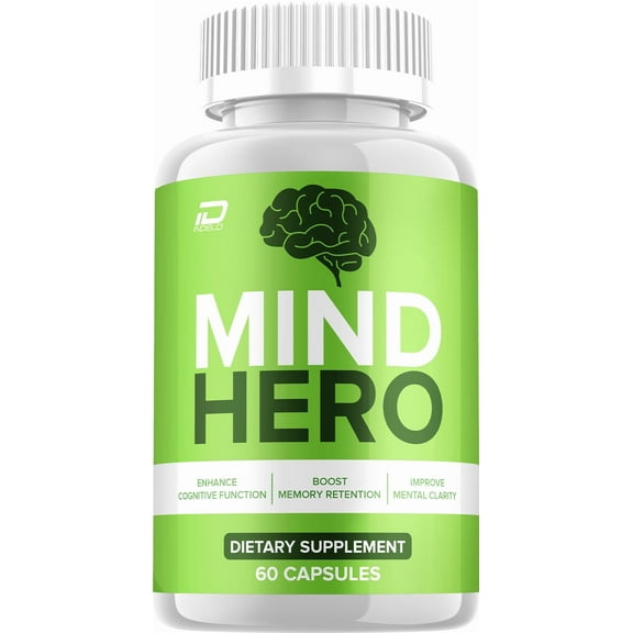 Mind Hero Supplement Capsules – MindHero All Natural Memory Focus Pills, 1 Pack, 60 Capsules