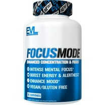 Mind and Memory Support Brain Supplement for Energy & Focus - Nootropic Brain Booster Pills with L-Theanine, L-Tyrosine & Natural Caffeine - EVL FocusMode Vitamin Supplement 30 Servings