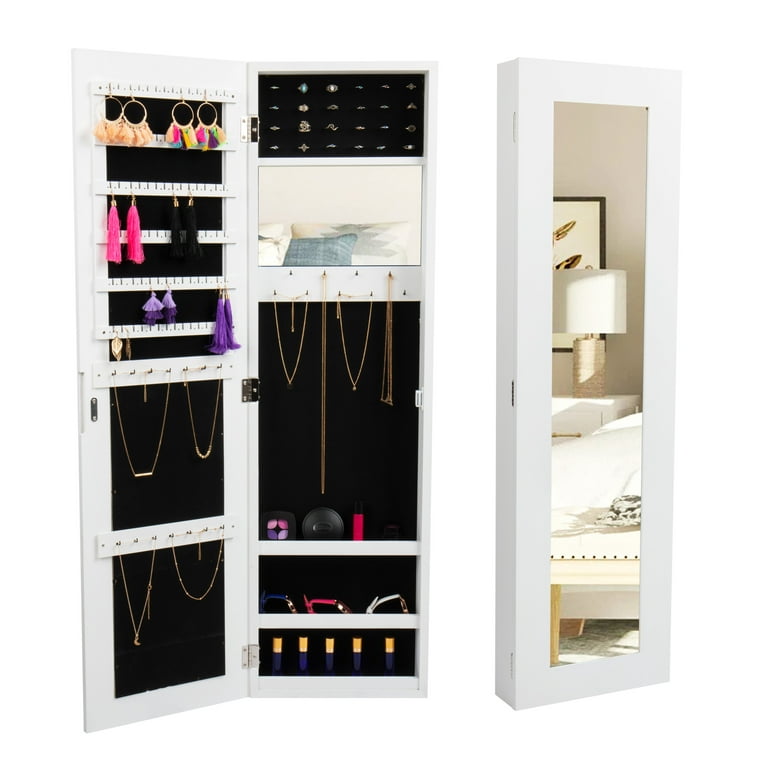 Jewelry Cabinet. WHITE Jewelry Storage/wooden Wall Mounted 