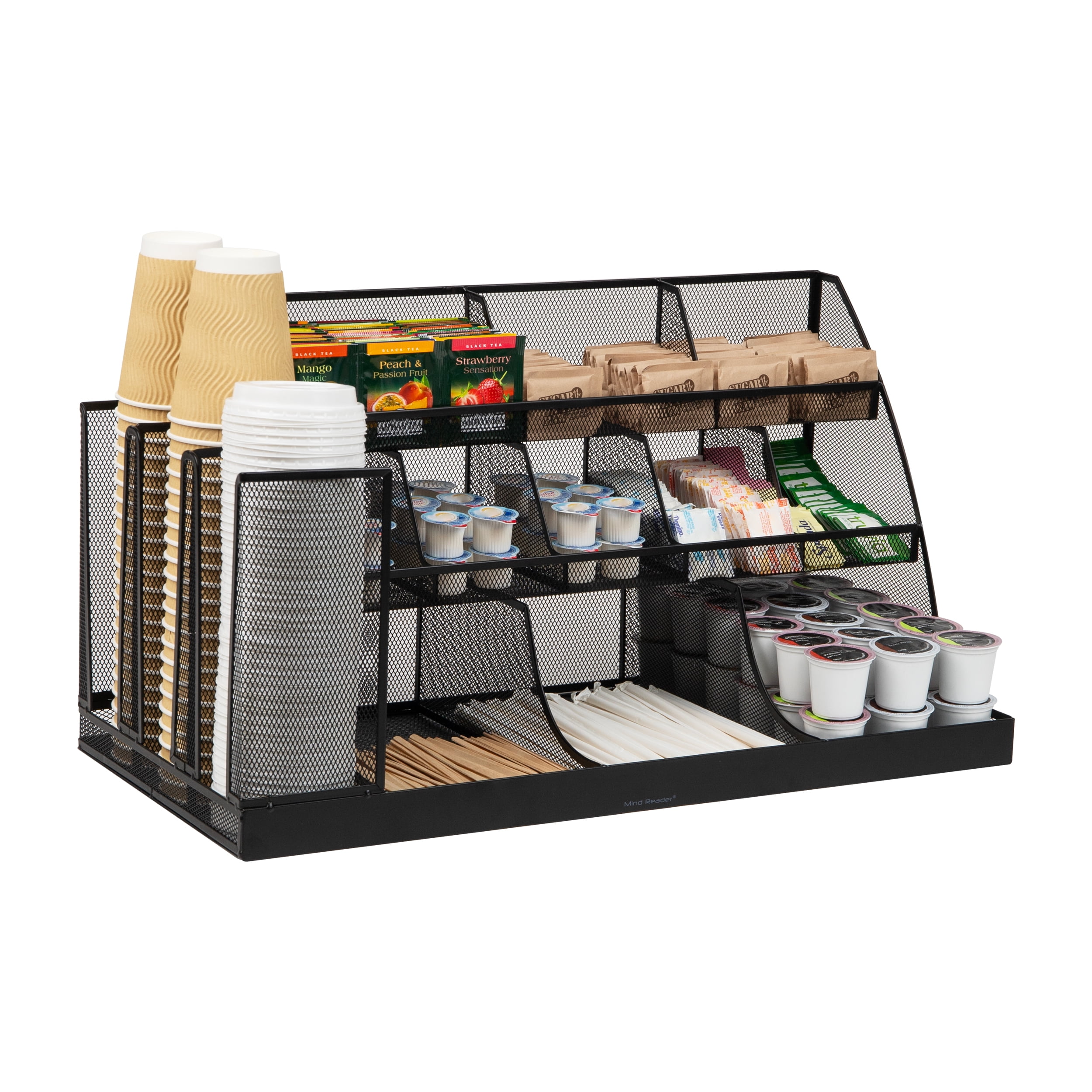 Black 3-Tier 14-Compartment Plastic Coffee Station Organizer