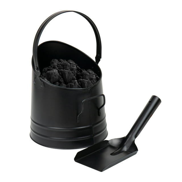 Mind Reader 2Piece Metal Fireplace Bucket with Shovel Fireside Bucket
