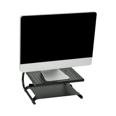 Mind Reader - Monitor Stand Riser 2 Tier Metal - Black