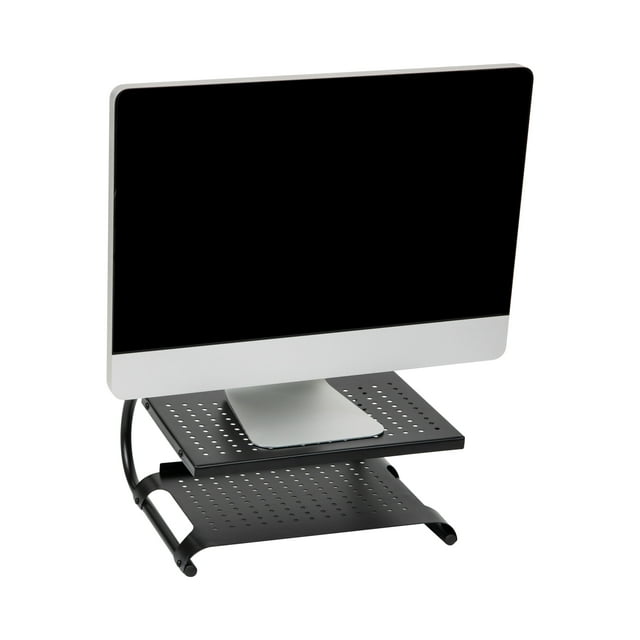 Mind Reader 2 Tier Monitor Stand Riser, Black