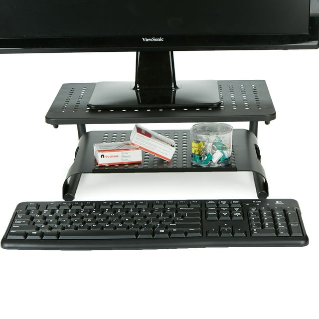 Mind Reader 2 Tier Monitor Stand Riser, Black