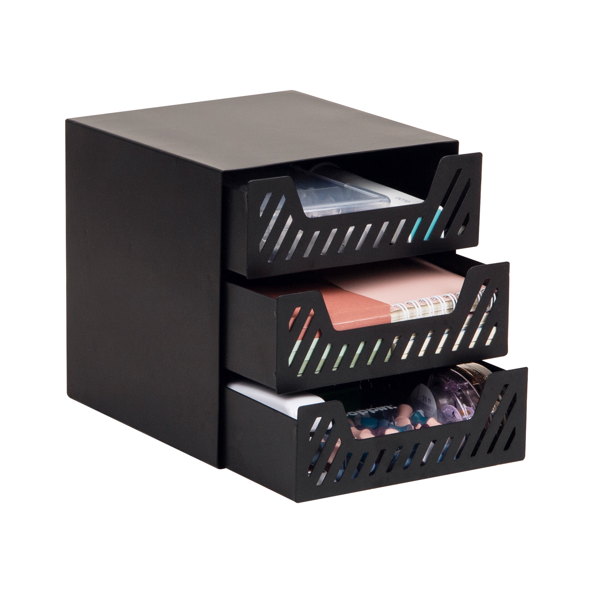 Mind Reader Black 3-Drawer Metal Desktop Organizer