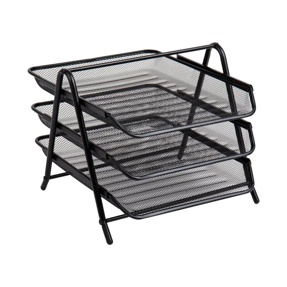 Mind Reader 3-Tier Paper Tray, Desktop Organizer, File Storage, Black